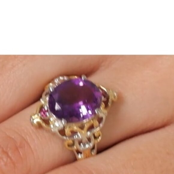 Antique Style Ring/Necklace  Set - African Amethyst and Orissa Rhodolite Garnet - Picture 6 of 6